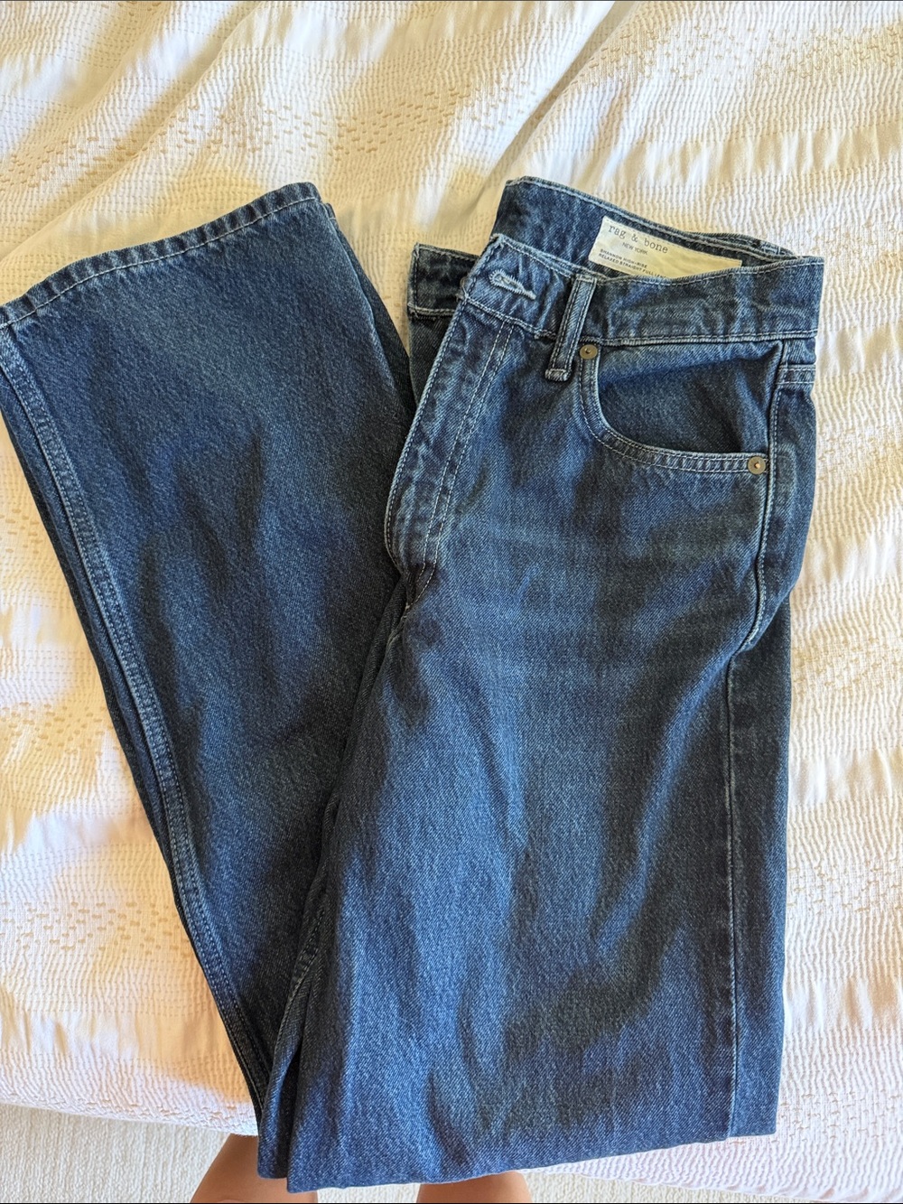Rag and bone Shannon high rise relaxed straight full length